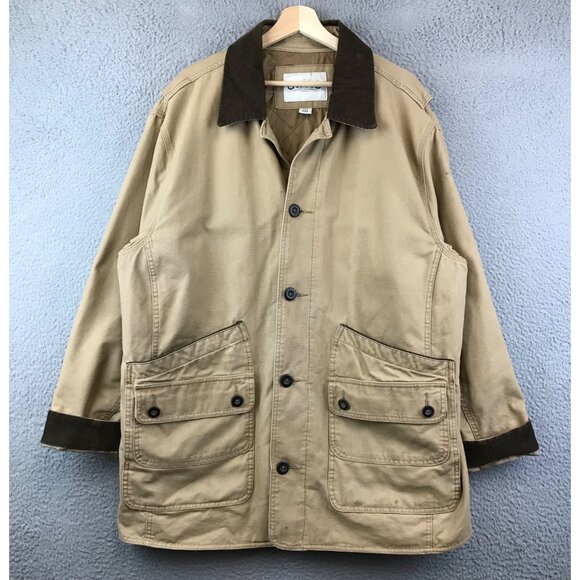 Orvis Barn Coat Jacket Tan Corduroy Collar Quilted Lining Mens XL